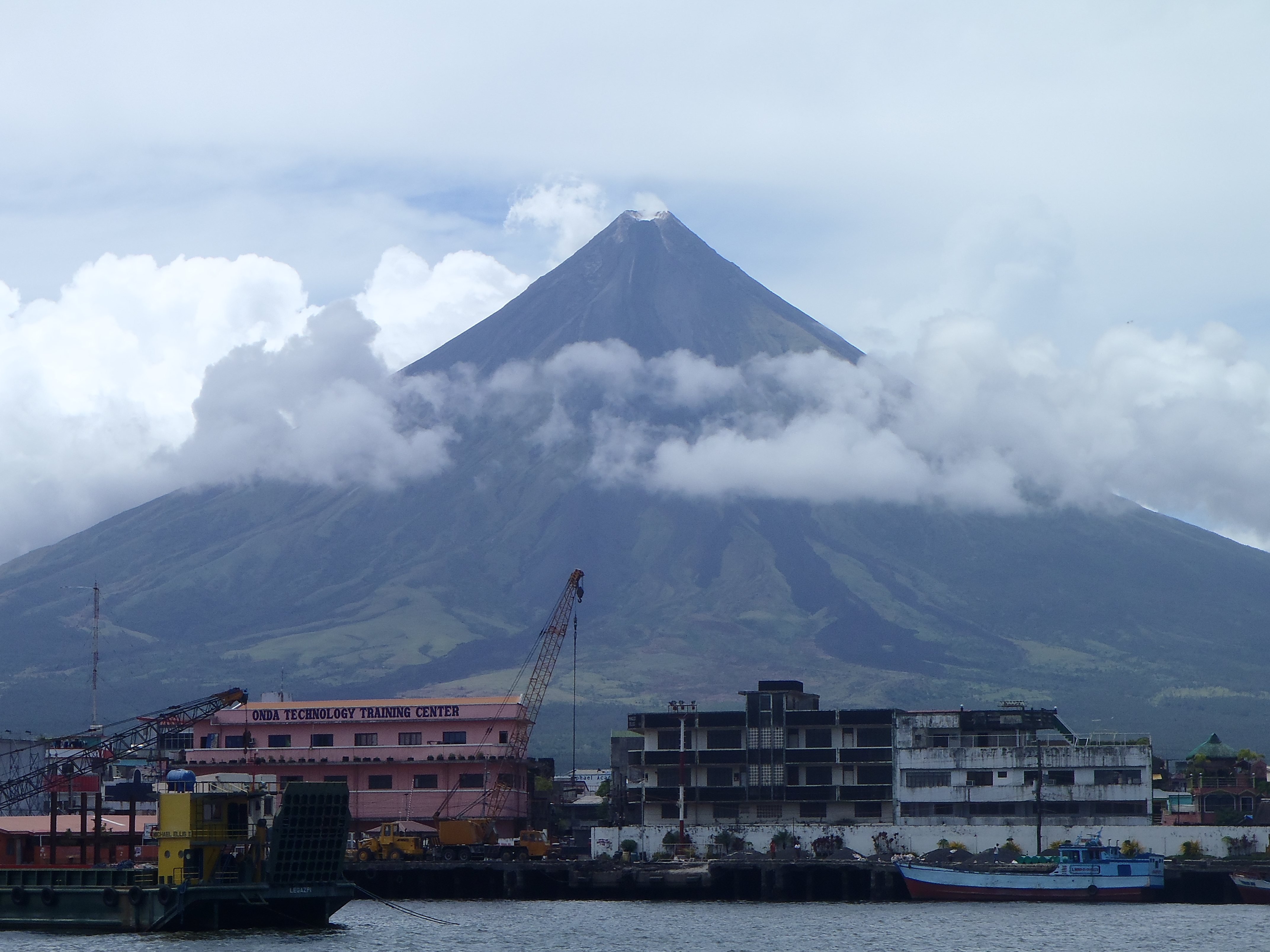 Mt. Mayon volcano from Embarcadero de Legazpi, overlooking Legazpi City 